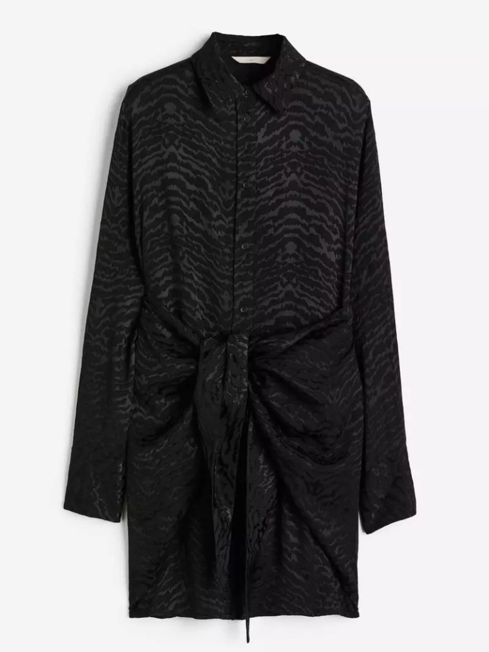 H&M Tie Detail Black Shirt Dress- Size XL Worn Once